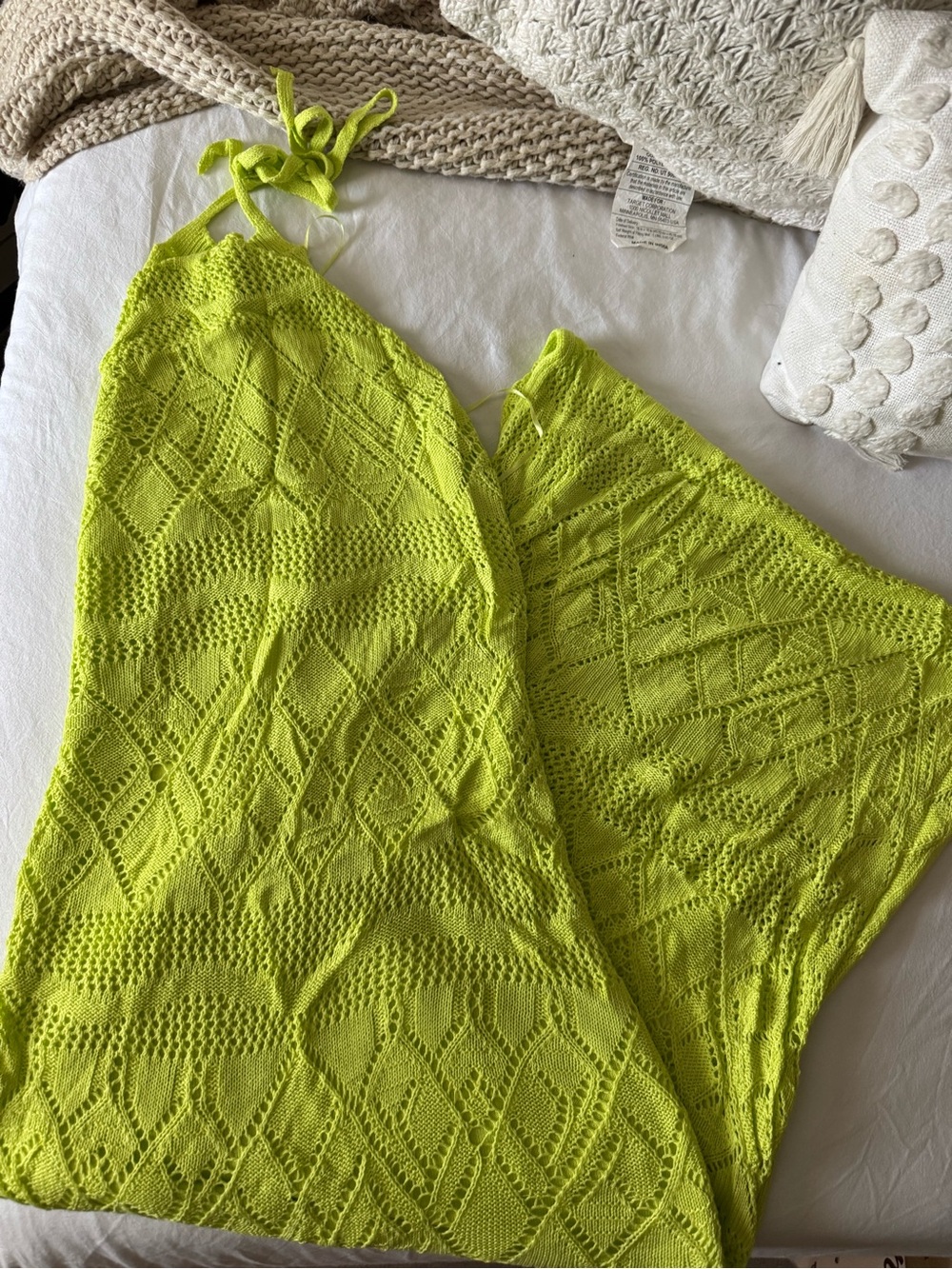 Neon Lime Crochet Halter Dress